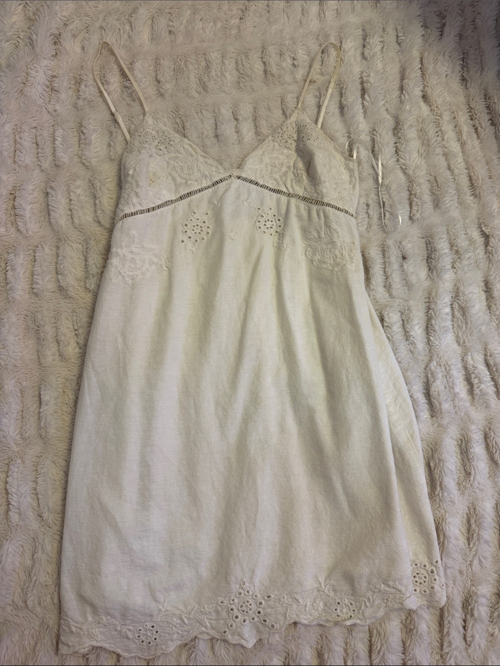 Zara Cream Lace-Trim Slip Dress